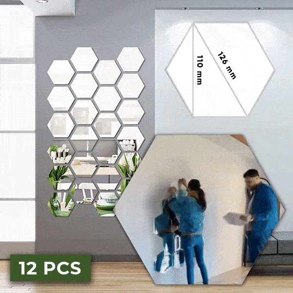Ogledalo naljepnice za zid (12 komada) – Hexawally